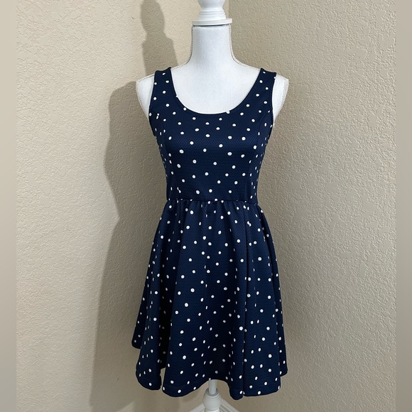 Jessica Simpson Navy Polka Dot Dress - Picture 1 of 6